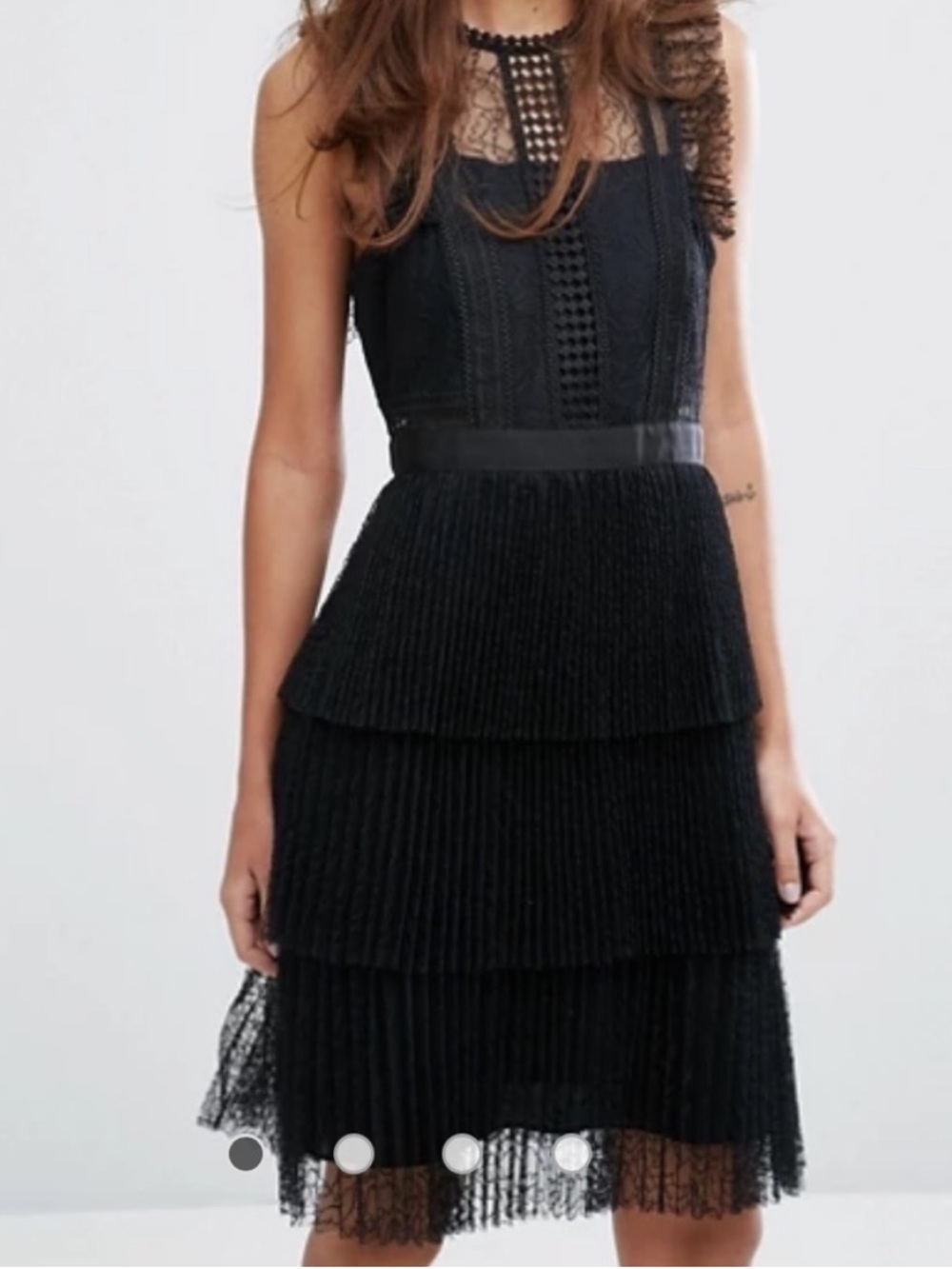 Heartloom Witchy Whimsigoth Black Lace Pleated Tiered Cocktail Dress Size S NWT
